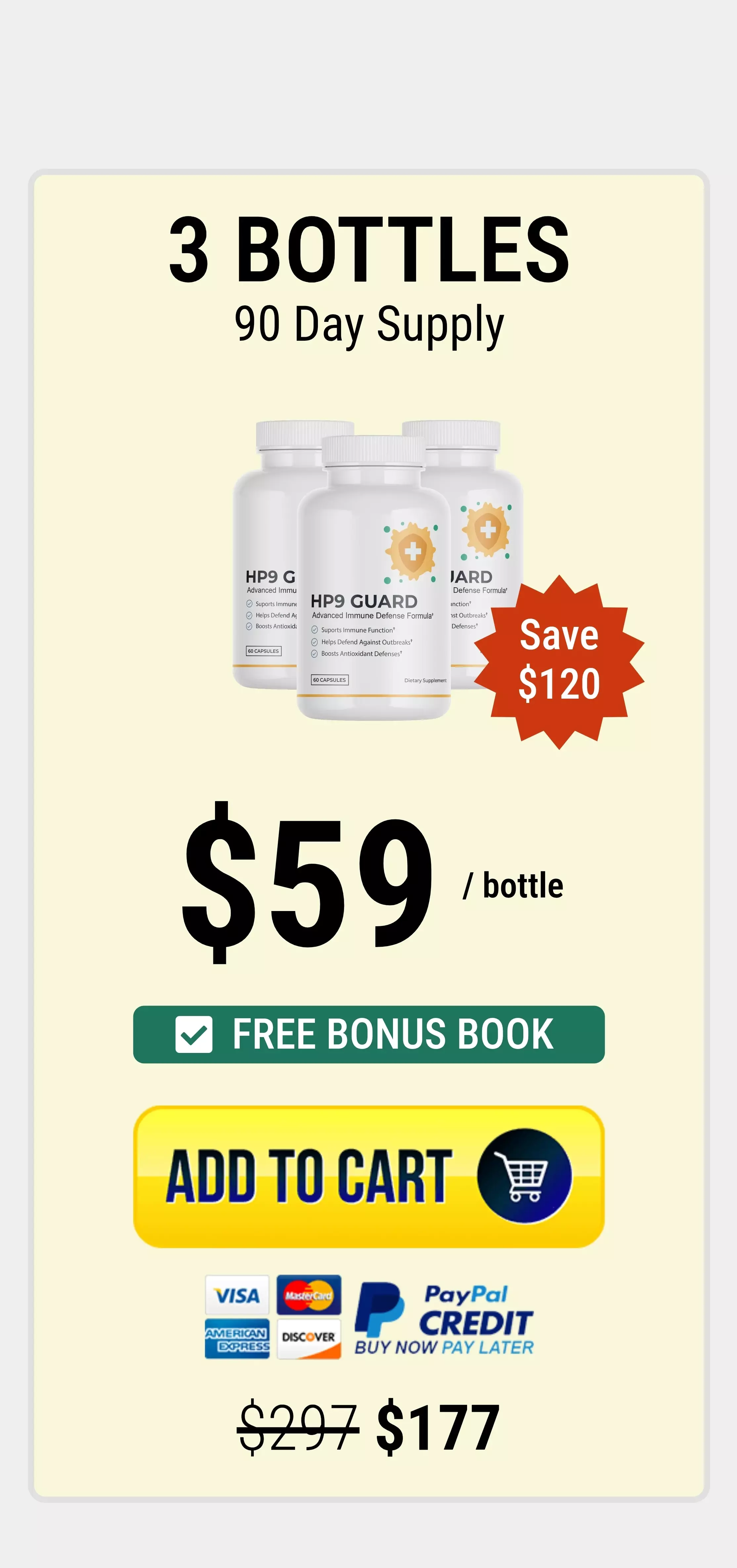 HP9 Guard™ 3 bottles pricing